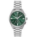 Emporio Armani Chronograph Green Dial Silver Steel Strap Watch For Men - AR11480
